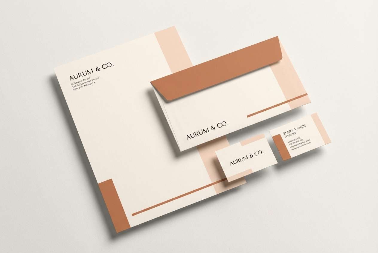copper toned stationery mockup