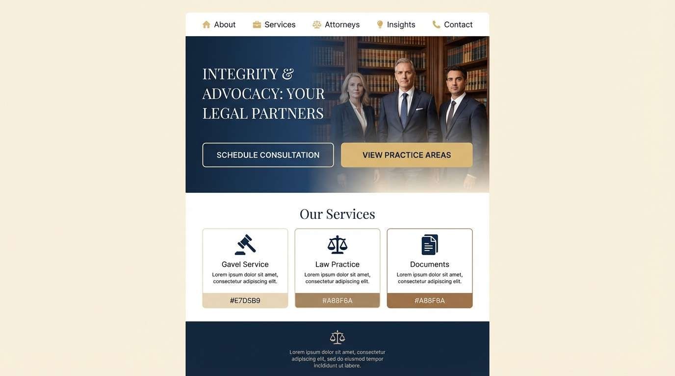 navy and sand website ui