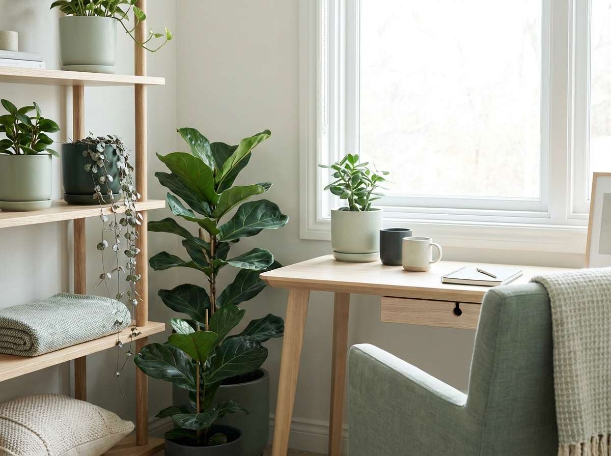 green biophilic office corner
