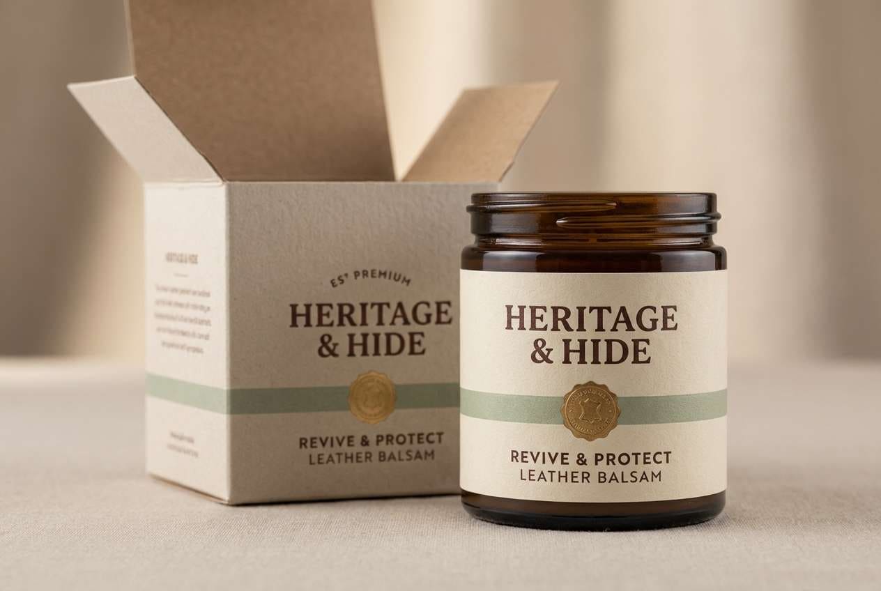 leather product label mockup