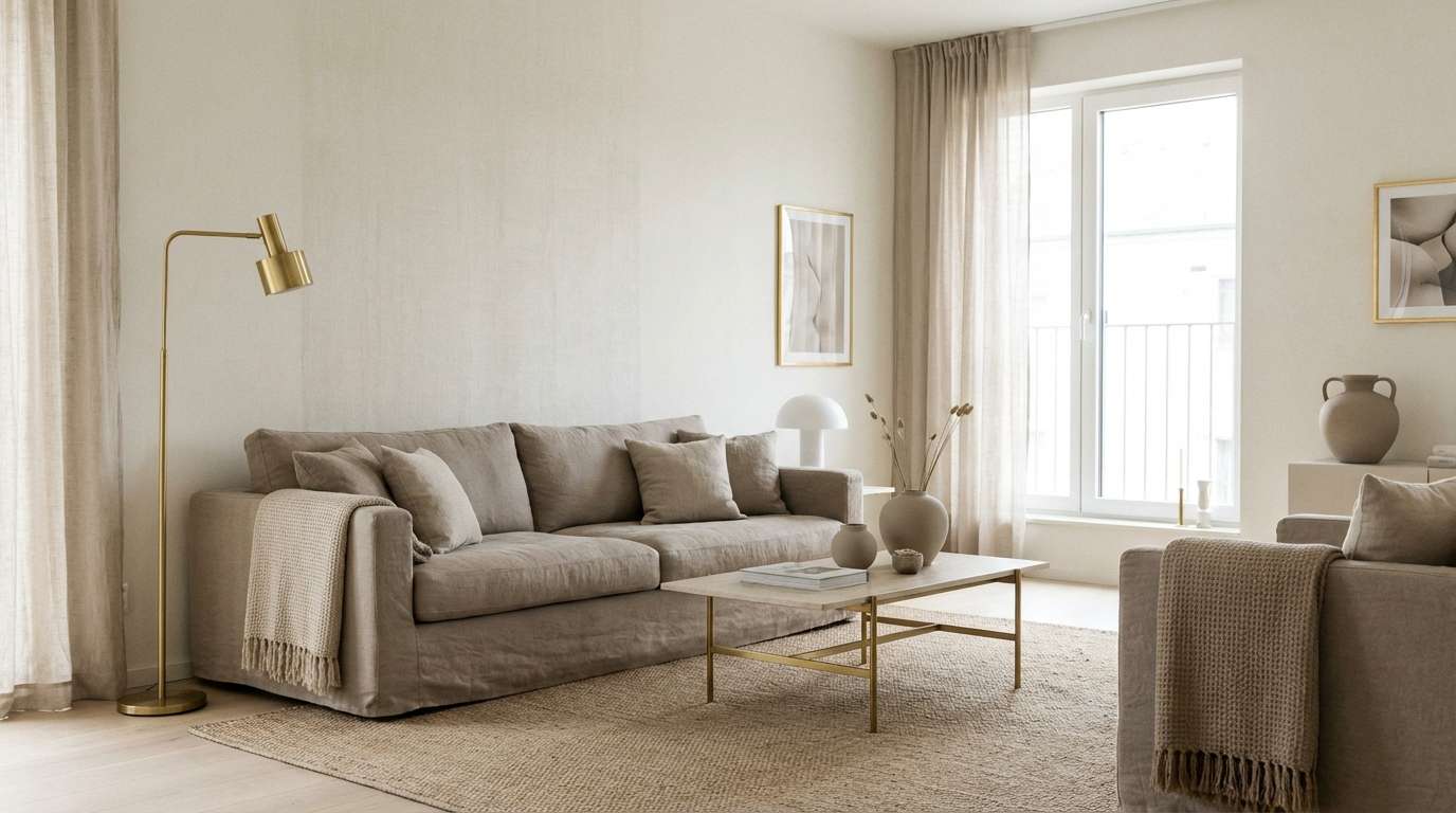 linen interior with brass accents