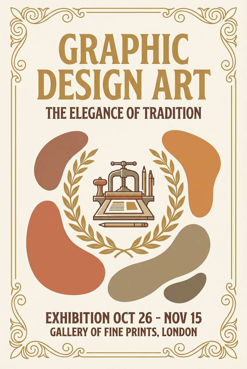 ornate poster in warm neutrals