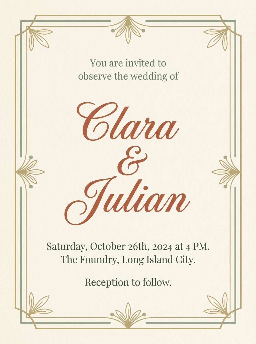 heritage wedding invitation design