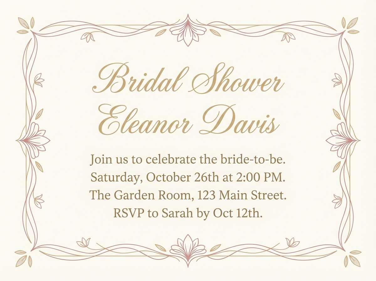 champagne rose invitation