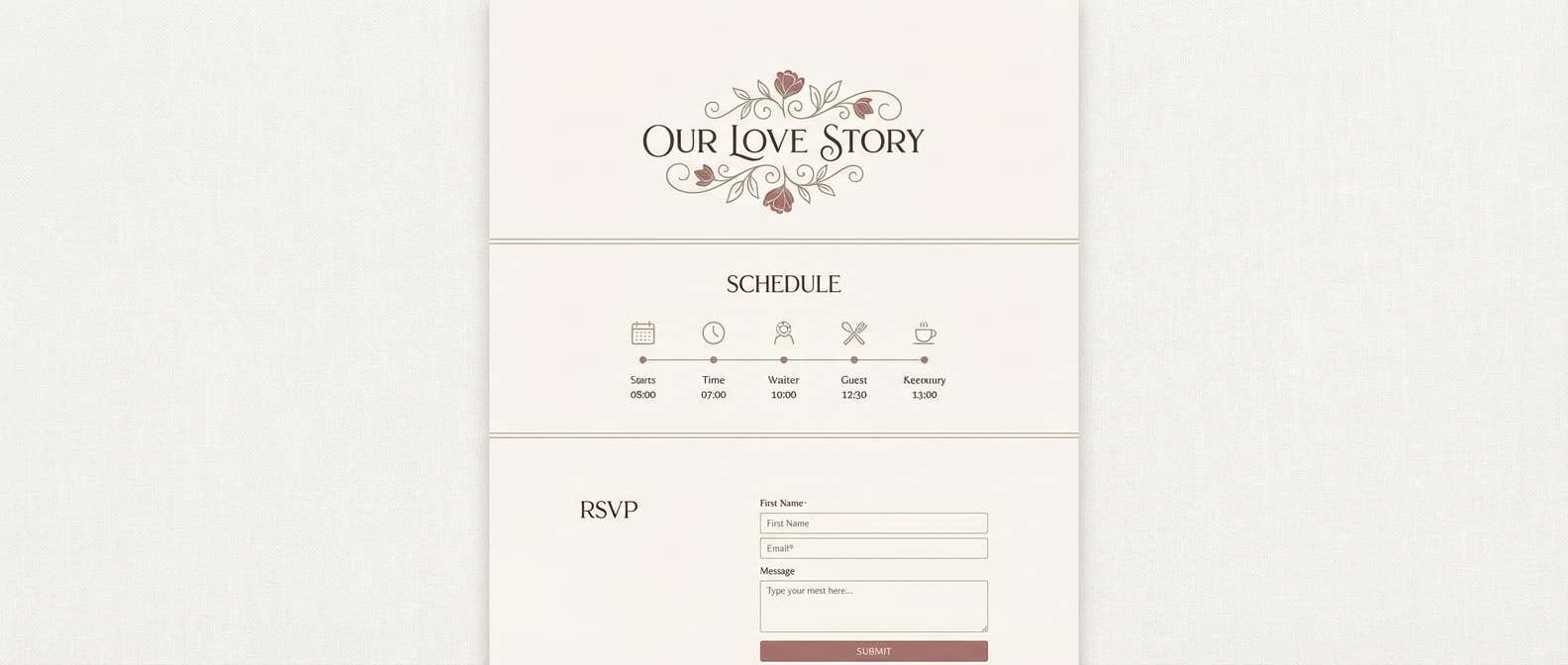 heirloom wedding website ui