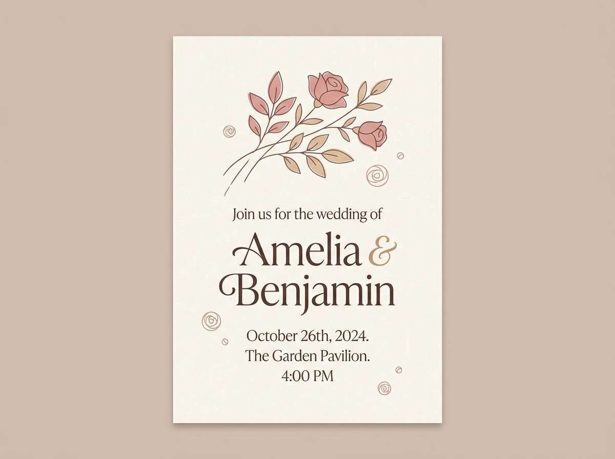 rustic tea rose invitation
