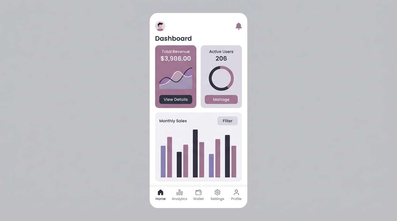 modern mauve ui mockup