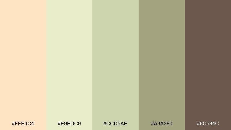 olive and oat color palette with hex codes