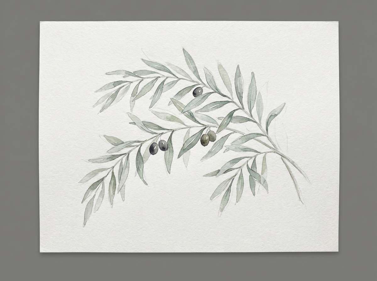 olive watercolor botanical