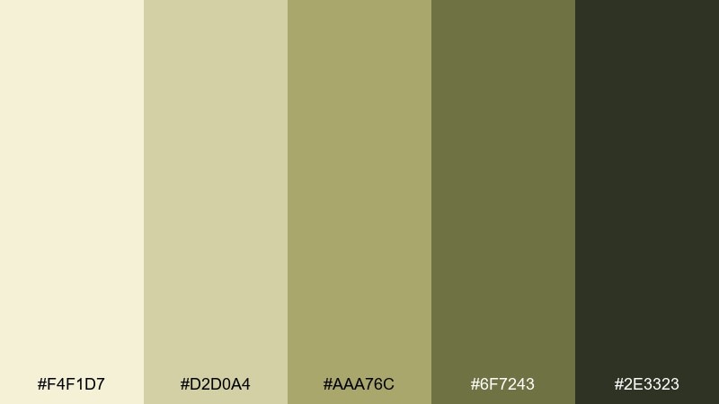 olive brine white wine color palette with hex codes