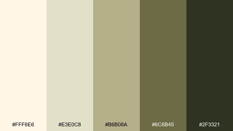 olive brunch table color palette with hex codes