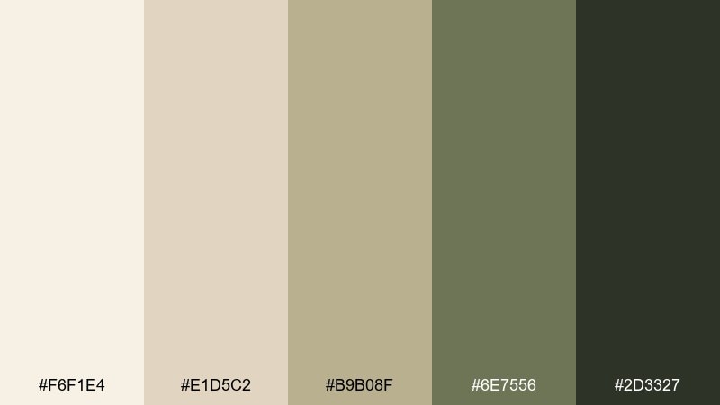 olive canvas cream ivory color palette with hex codes