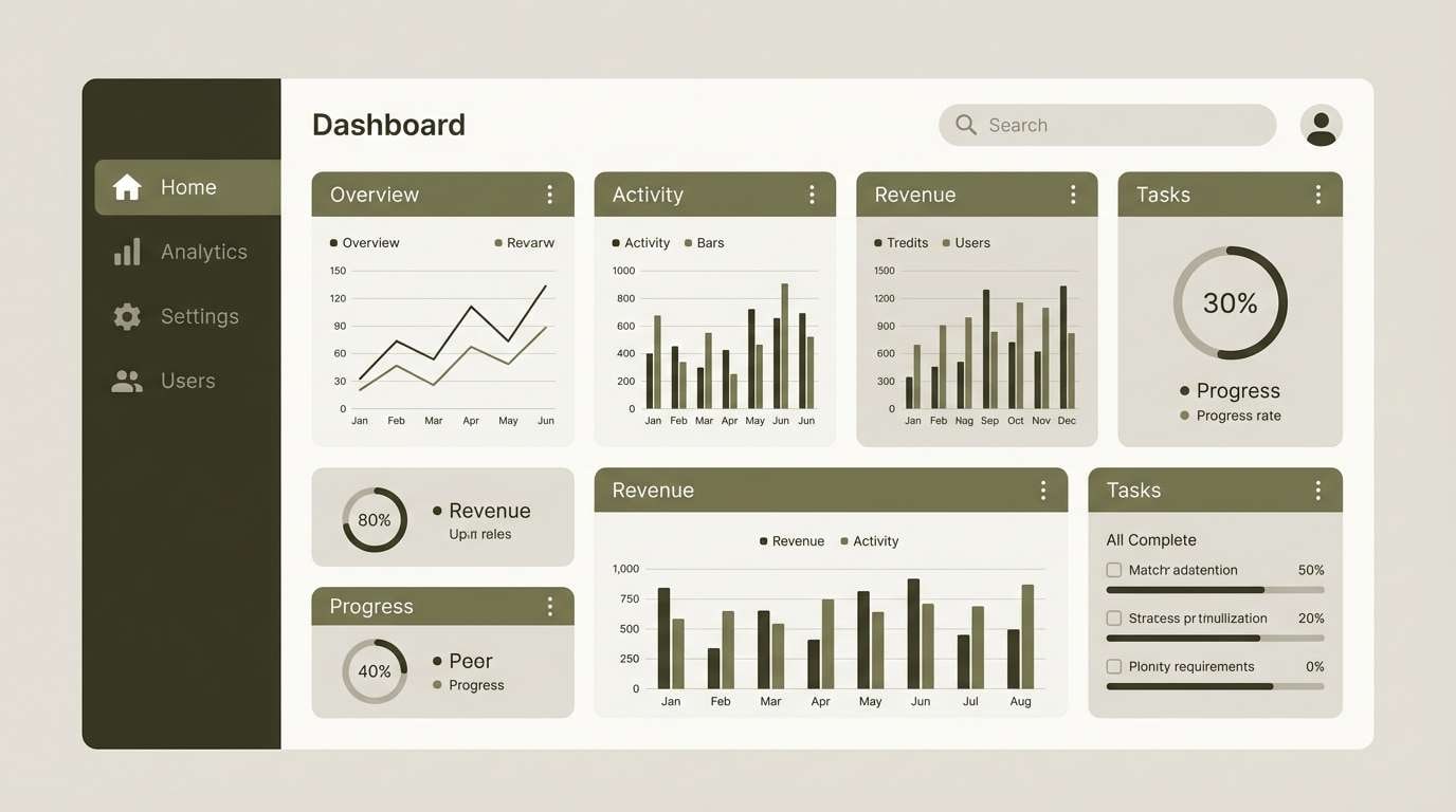 minimal olive dashboard ui