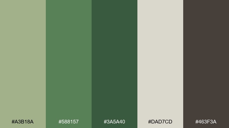 olive corduroy color palette with hex codes