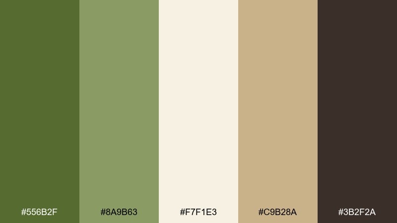 olive cream espresso green cream color palette with hex codes
