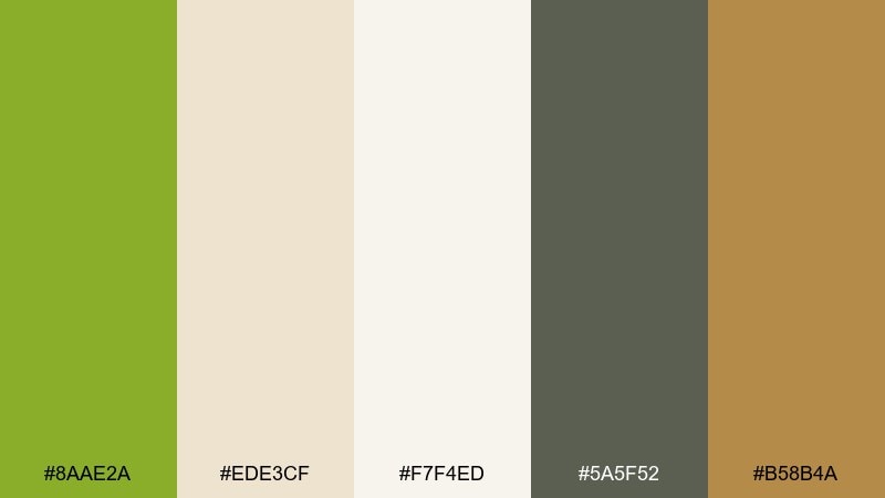 olive cream studio apple green color combination with hex codes