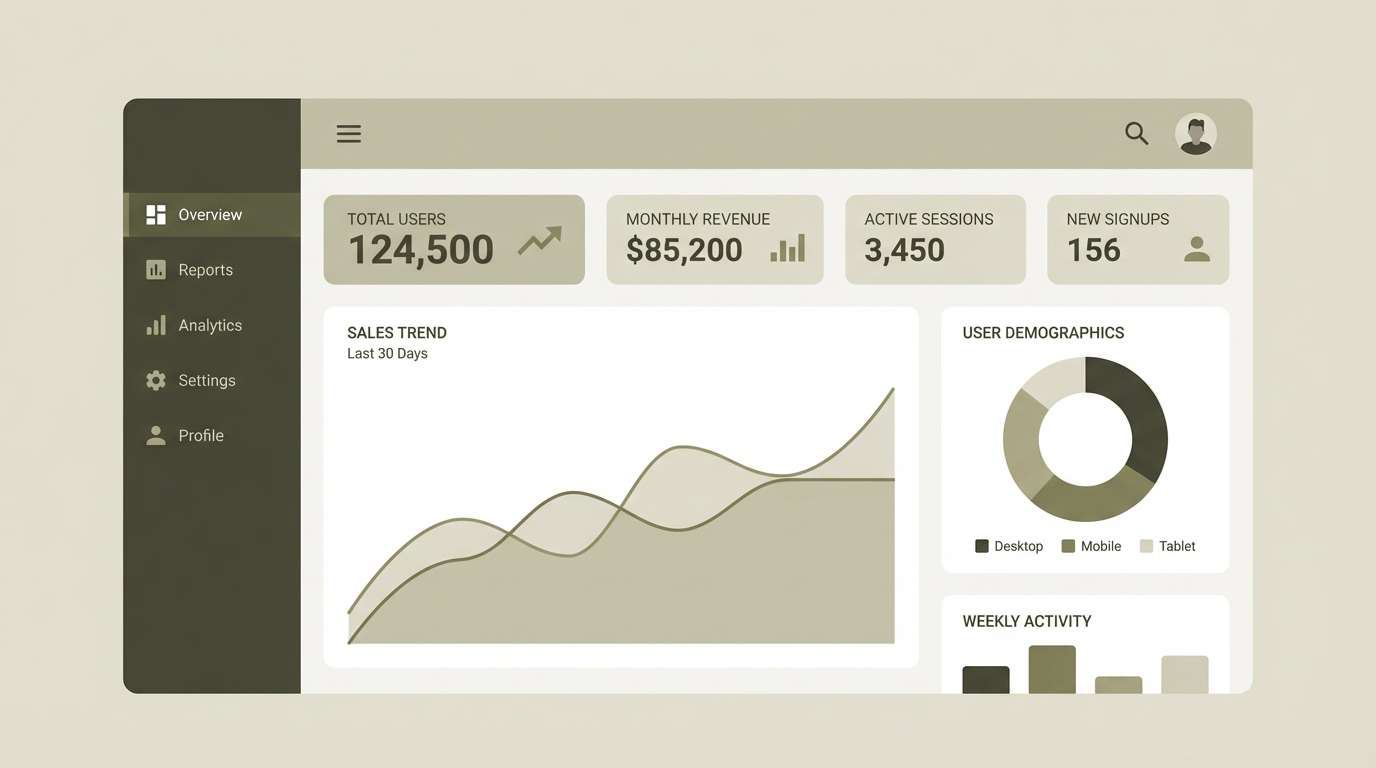 olive dashboard ui cards