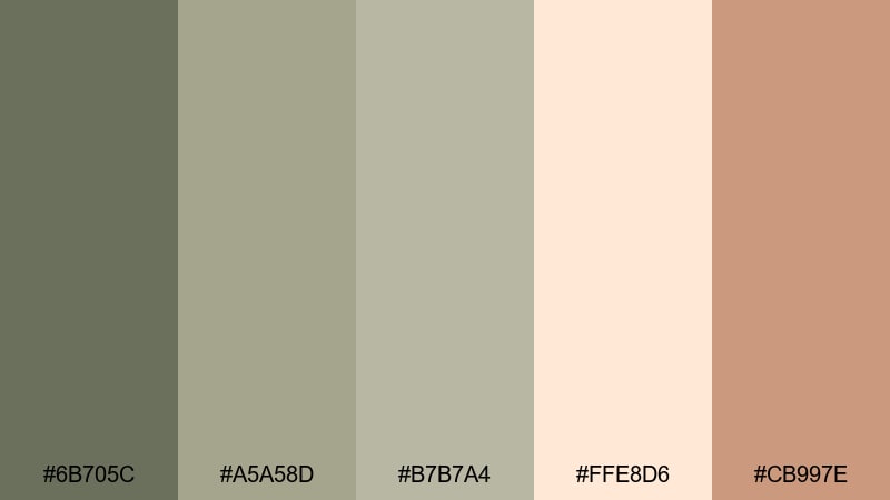 olive earthy color palette with hex codes