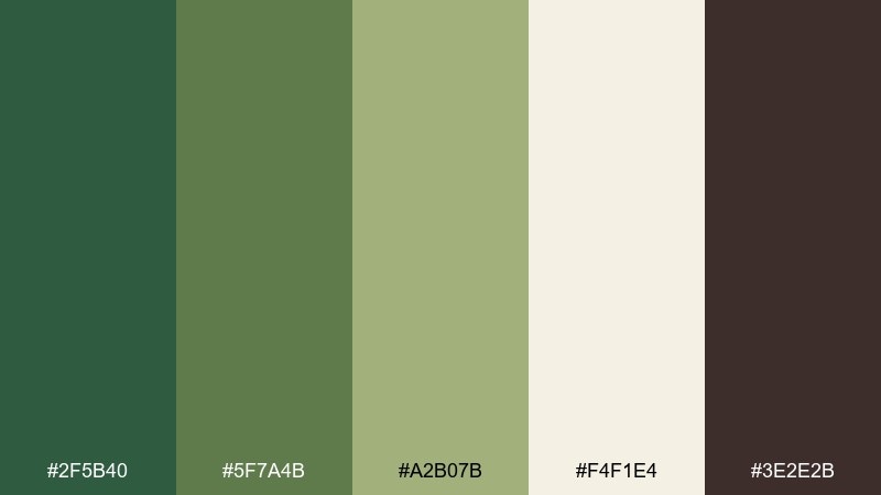 olive fern contrast fern color palette with hex codes