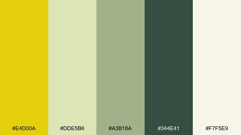 olive gleam citrine color palette with hex codes