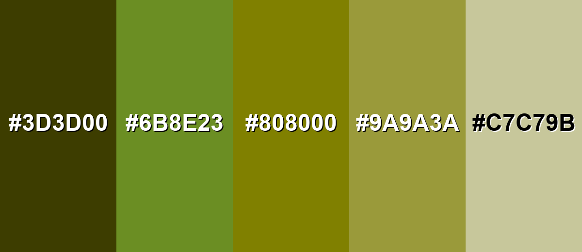 shades and variations of olive-green