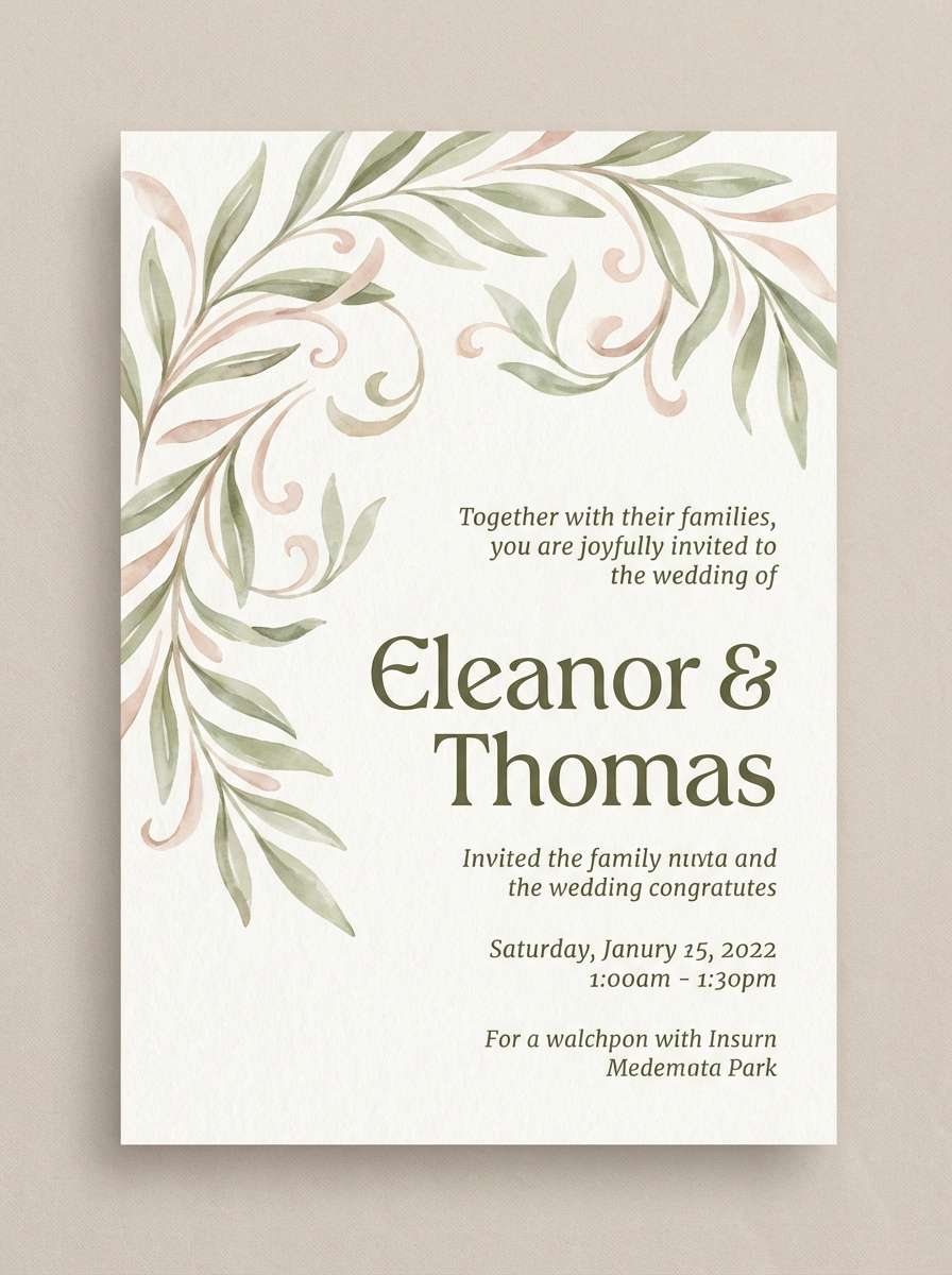 blush olive invitation