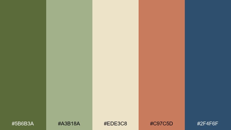 olive grove courtyard color palette with hex codes