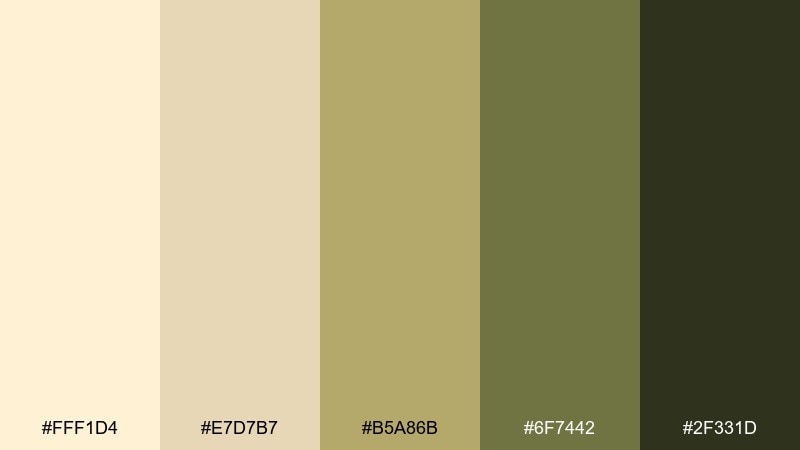 olive grove cream color palette with hex codes