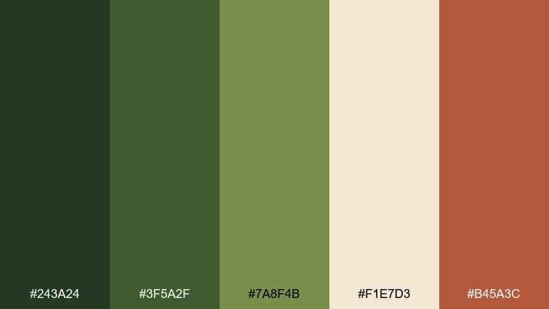 olive grove color palette with hex codes