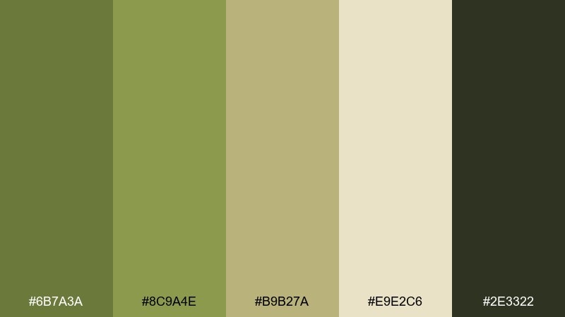 olive grove earth color palette with hex codes