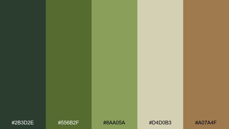 olive grove forest color palette with hex codes