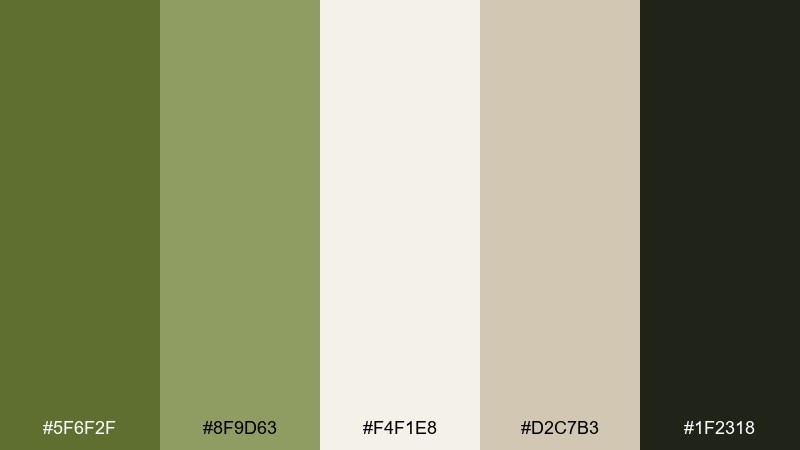 olive grove minimal olivine color palette with hex codes