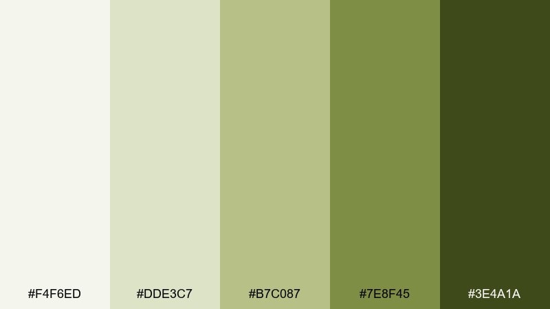 olive grove monochromatic color palette with hex codes