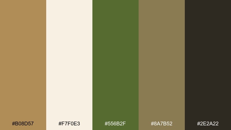 olive grove table old gold color palette with hex codes