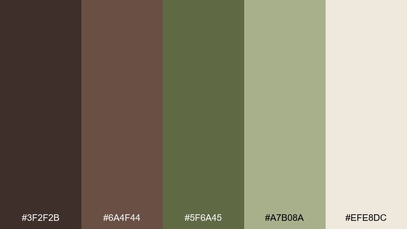 olive grove wenge color palette with hex codes