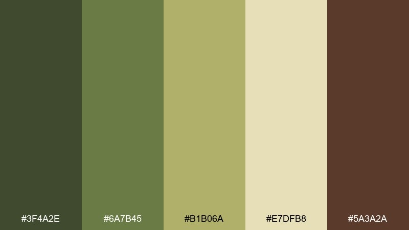 olive lantern autumn leaves color palette with hex codes