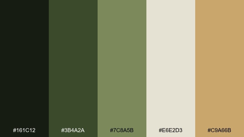 olive ledger portfolio color palette with hex codes