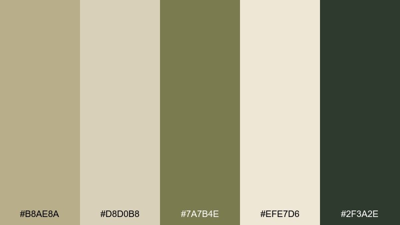 olive linen khaki beige color palette with hex codes