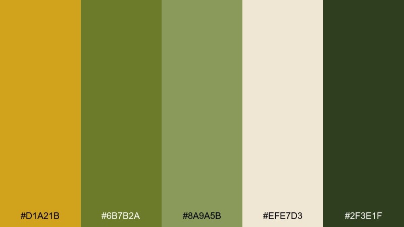 olive orchard color palette with hex codes