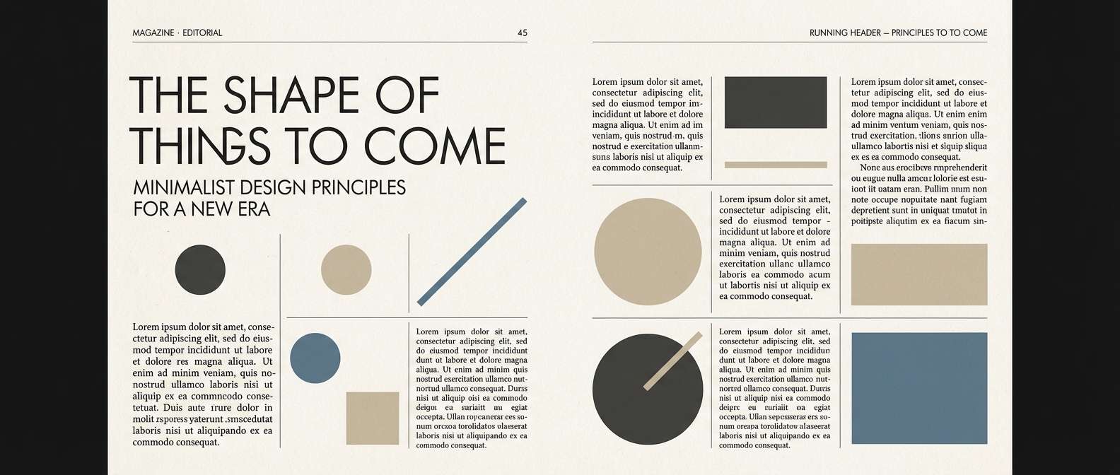 minimal editorial layout spread
