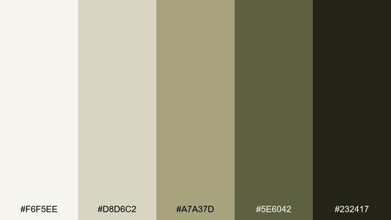 olive paper color palette with hex codes