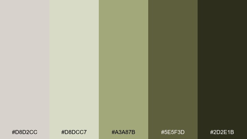 olive paper timberwolf color palette with hex codes