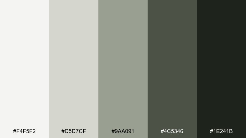 olive shadow gray color palette with hex codes