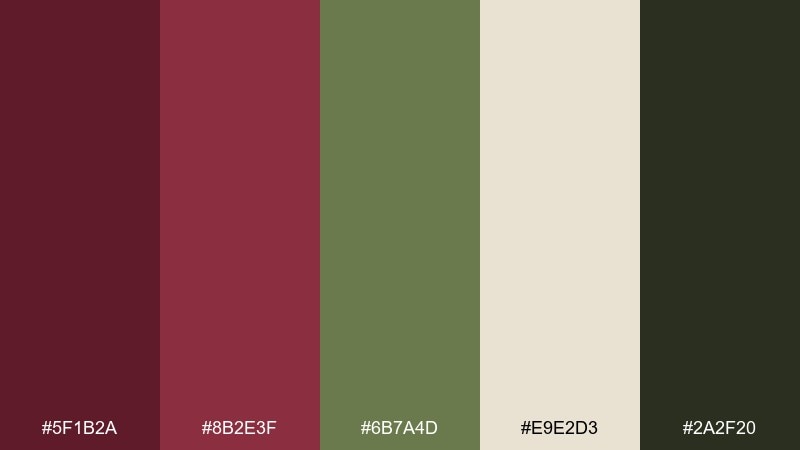 olive tapenade wine burgundy color palette with hex codes