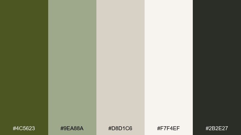 olive wedding minimal color palette with hex codes