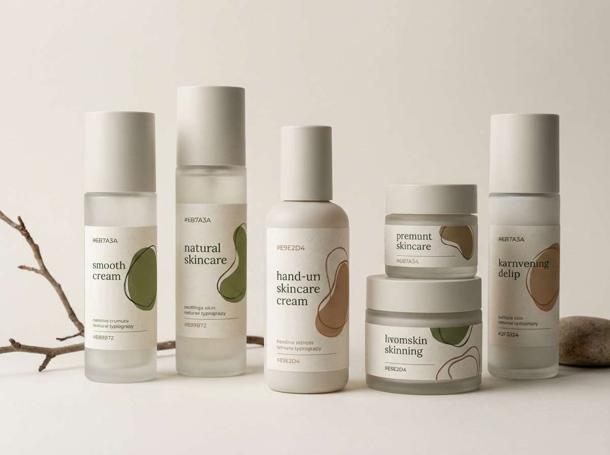 natural skincare packaging in green