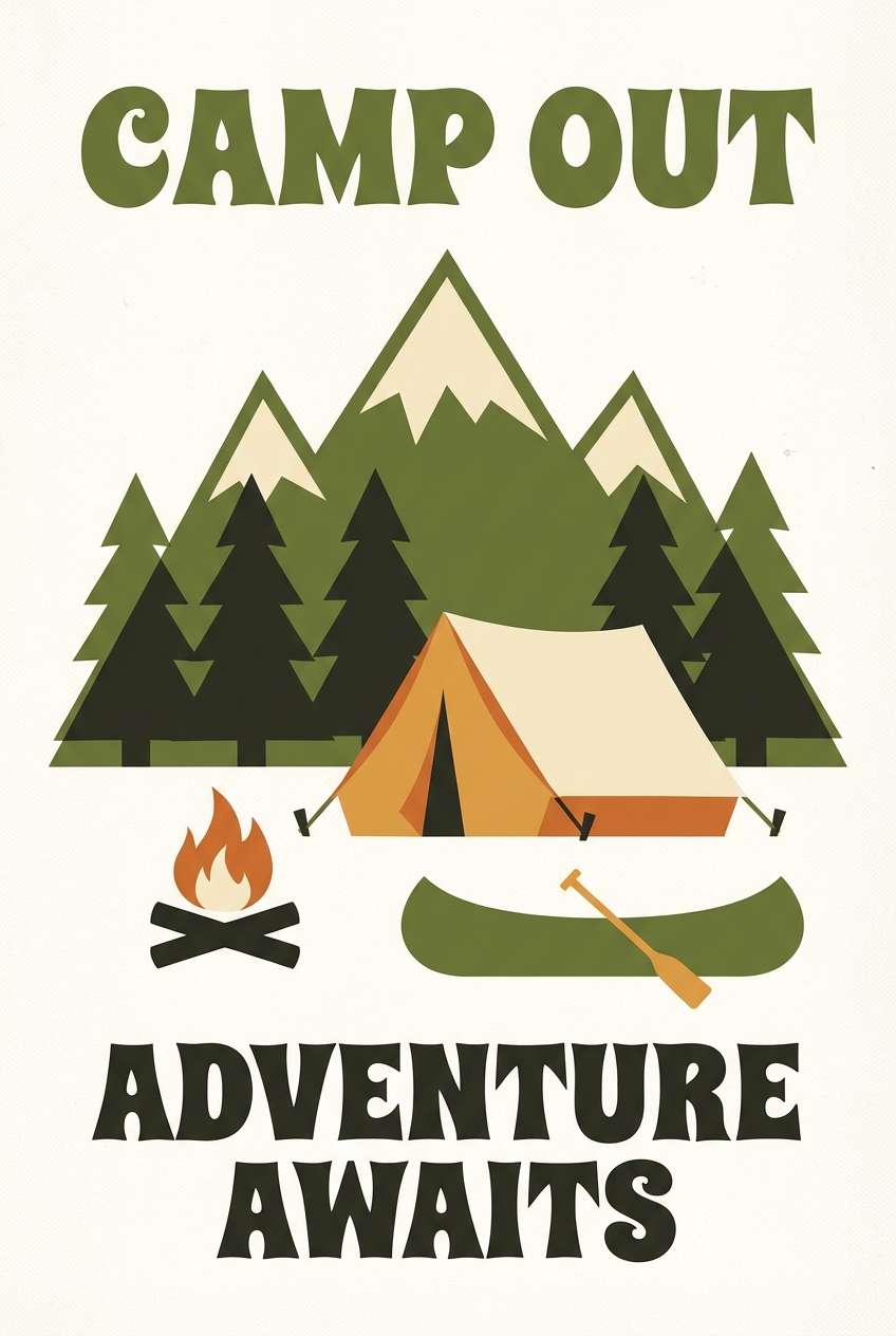 retro camping poster