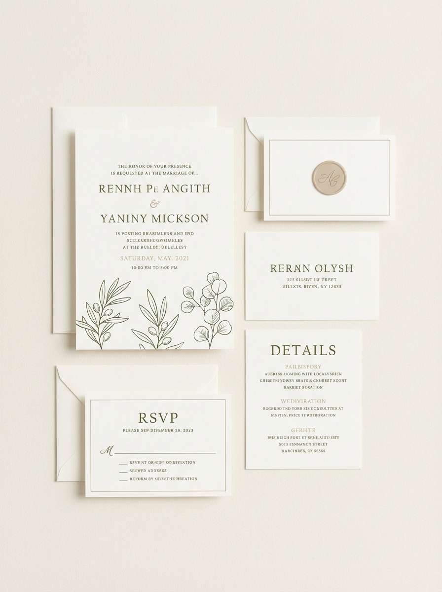 formal greenery wedding invite