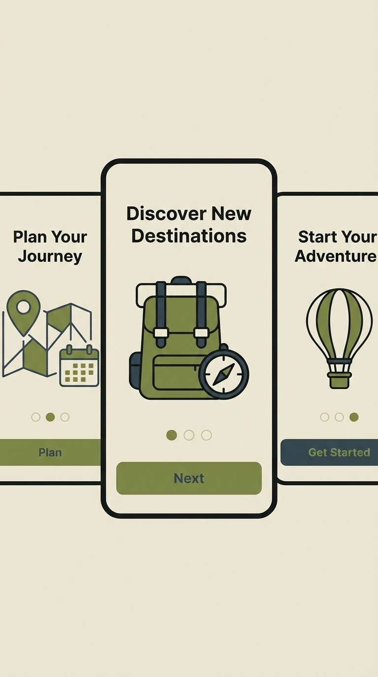 travel app onboarding screens