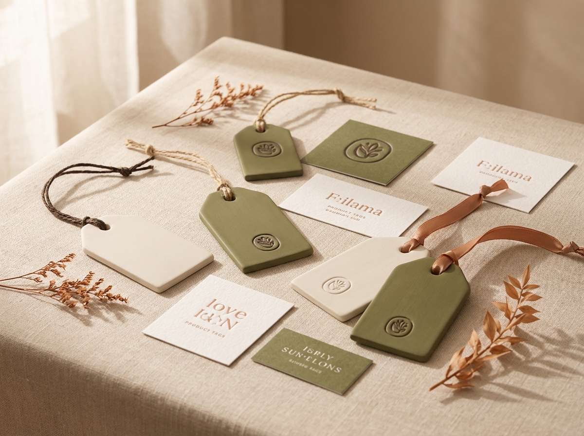 ceramic tags earthy branding